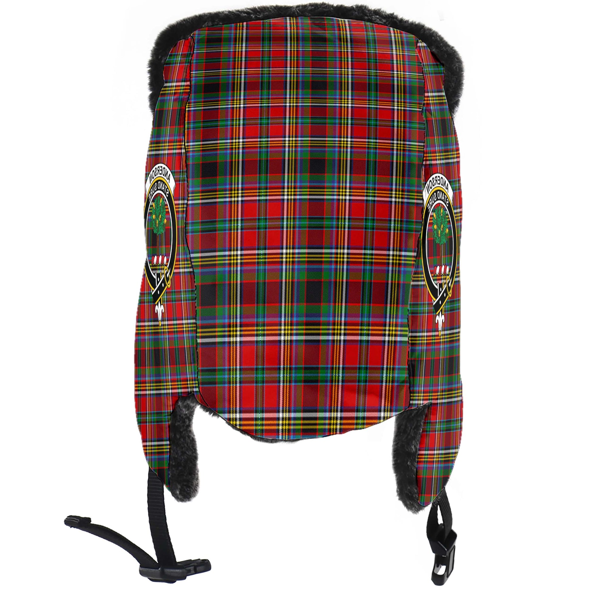 Anderson of Arbrake Tartan Winter Trapper Hat with Family Crest - Tartanvibesclothing