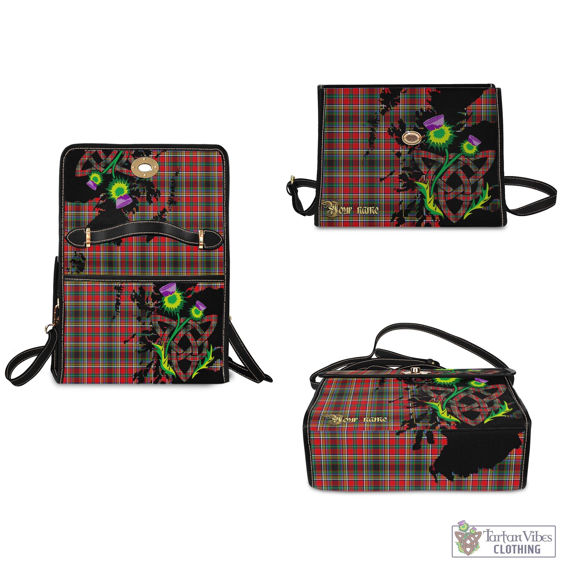 Tartan Vibes Clothing Anderson of Arbrake Tartan Waterproof Canvas Bag with Scotland Map and Thistle Celtic Accents