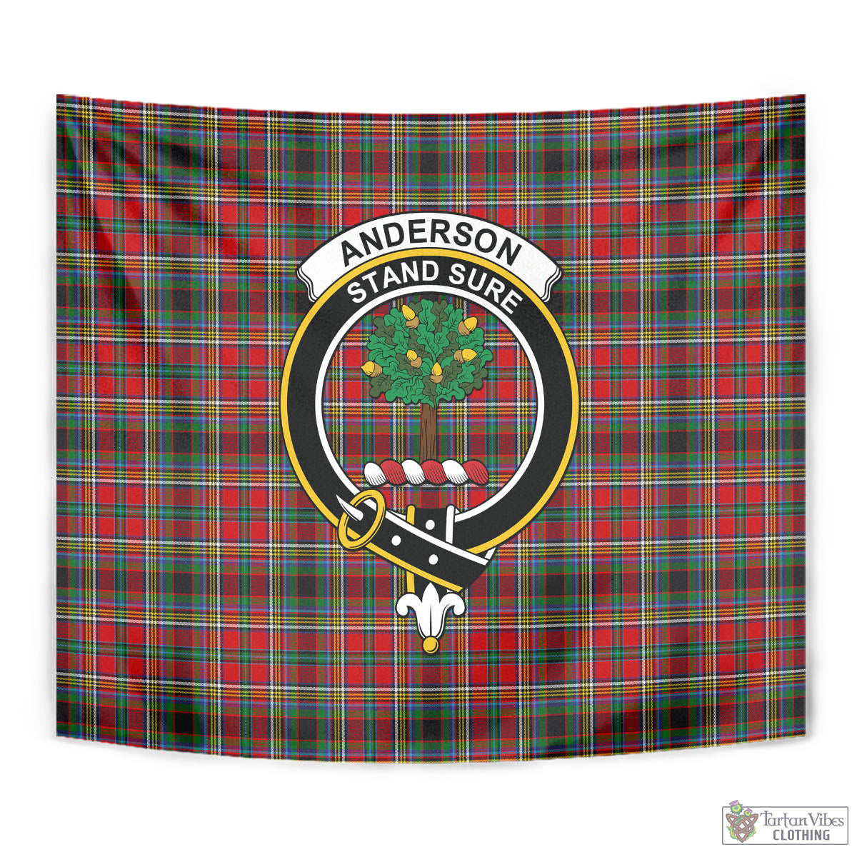 Tartan Vibes Clothing Anderson of Arbrake Tartan Tapestry Wall Hanging and Home Decor for Room with Family Crest