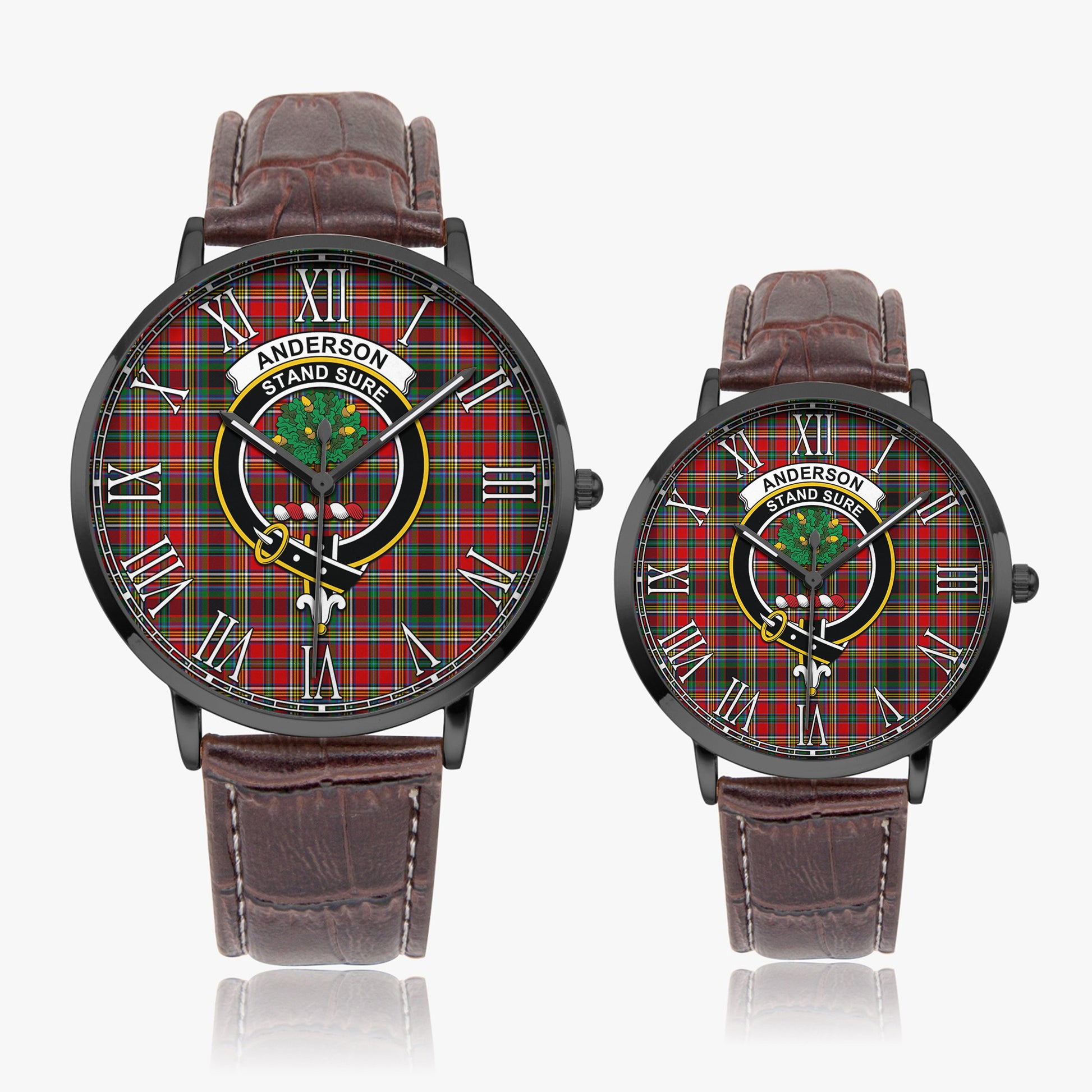 Anderson of Arbrake Tartan Family Crest Leather Strap Quartz Watch - Tartanvibesclothing