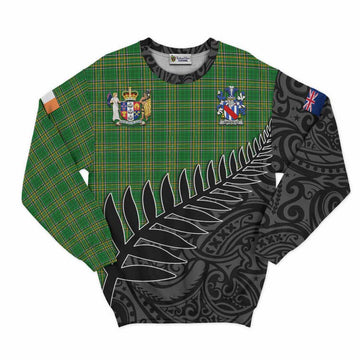 Annesley Irish Clan Tartan Sweatshirt with Coat of Arms New Zealand Silver Fern Half Style