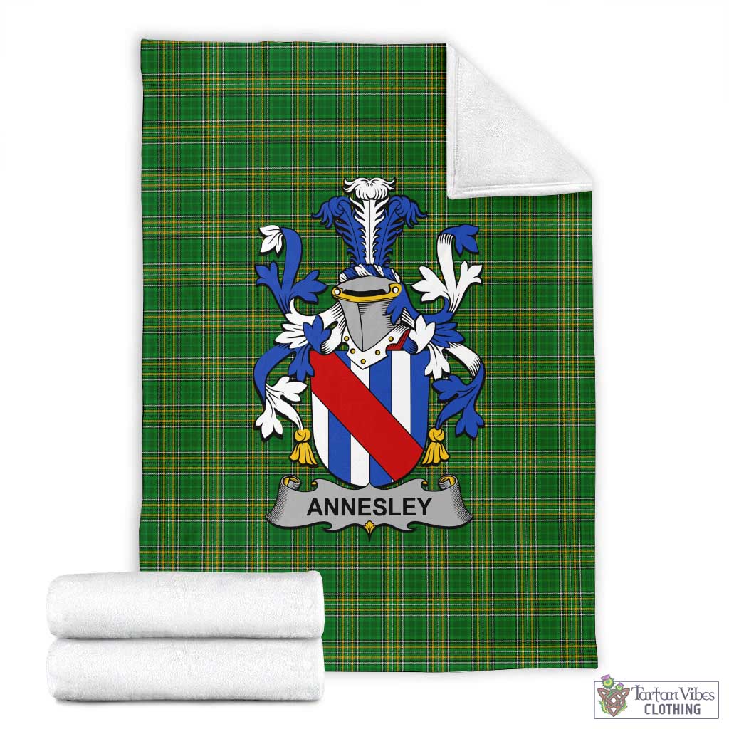 Tartan Vibes Clothing Annesley Irish Clan Tartan Blanket with Coat of Arms