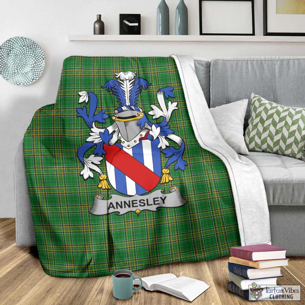 Tartan Vibes Clothing Annesley Irish Clan Tartan Blanket with Coat of Arms