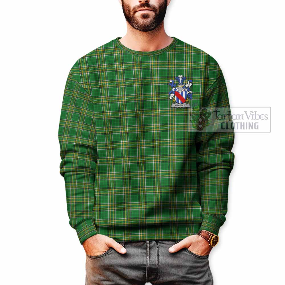 Tartan Vibes Clothing Annesley Irish Clan Tartan Sweatshirt with Coat of Arms