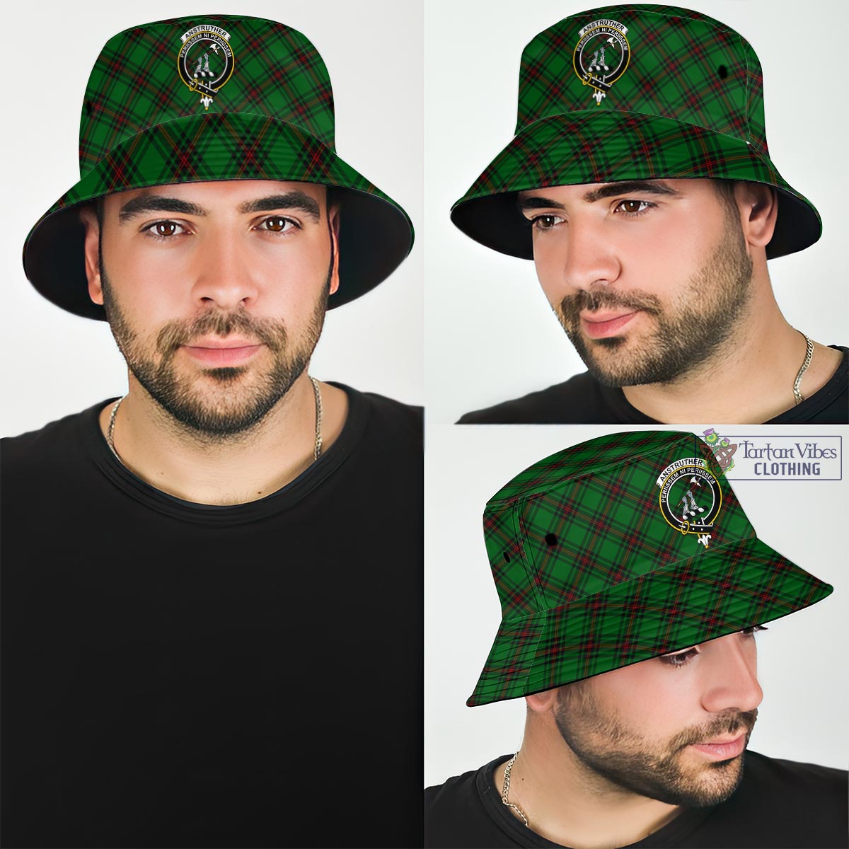 Tartan Vibes Clothing Anstruther Tartan Bucket Hat with Family Crest