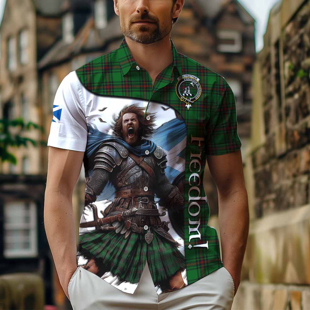 Tartan Vibes Clothing Anstruther Crest Tartan Short Sleeve Button Shirt Inspired by the Freedom of Scottish Warrior