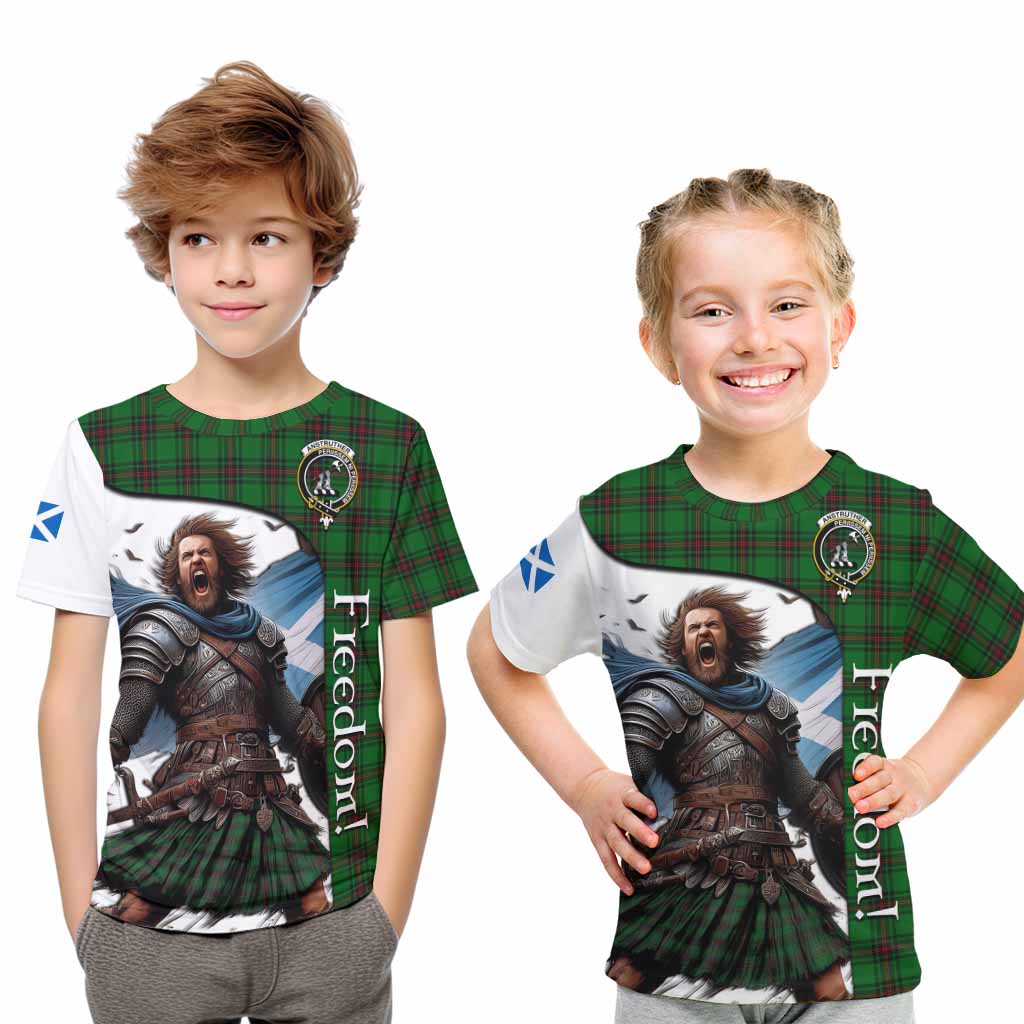 Tartan Vibes Clothing Anstruther Crest Tartan Kid T-Shirt Inspired by the Freedom of Scottish Warrior