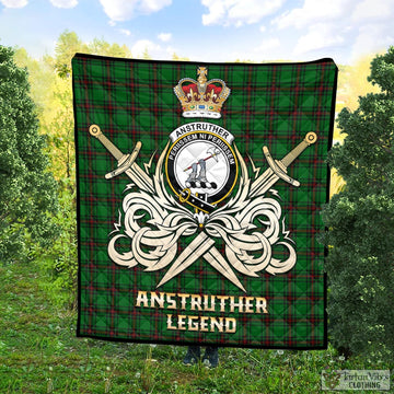 Anstruther Tartan Quilt with Clan Crest and the Golden Sword of Courageous Legacy