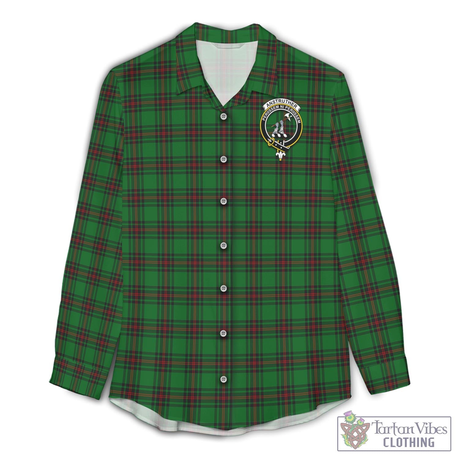 Tartan Vibes Clothing Anstruther Tartan Womens Casual Shirt with Family Crest