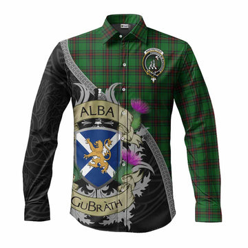 Anstruther Tartan Family Crest Long Sleeve Button Shirt Lion Rampant Royal Thistle Shield Celtic Inspired Men's Shirt S - Tartan Vibes Clothing