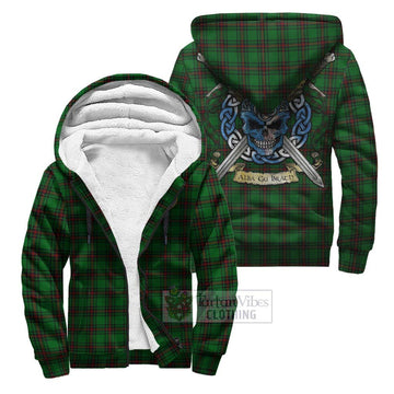 Anstruther Tartan Sherpa Hoodie with Family Crest Celtic Skull Style Unisex S - Tartan Vibes Clothing