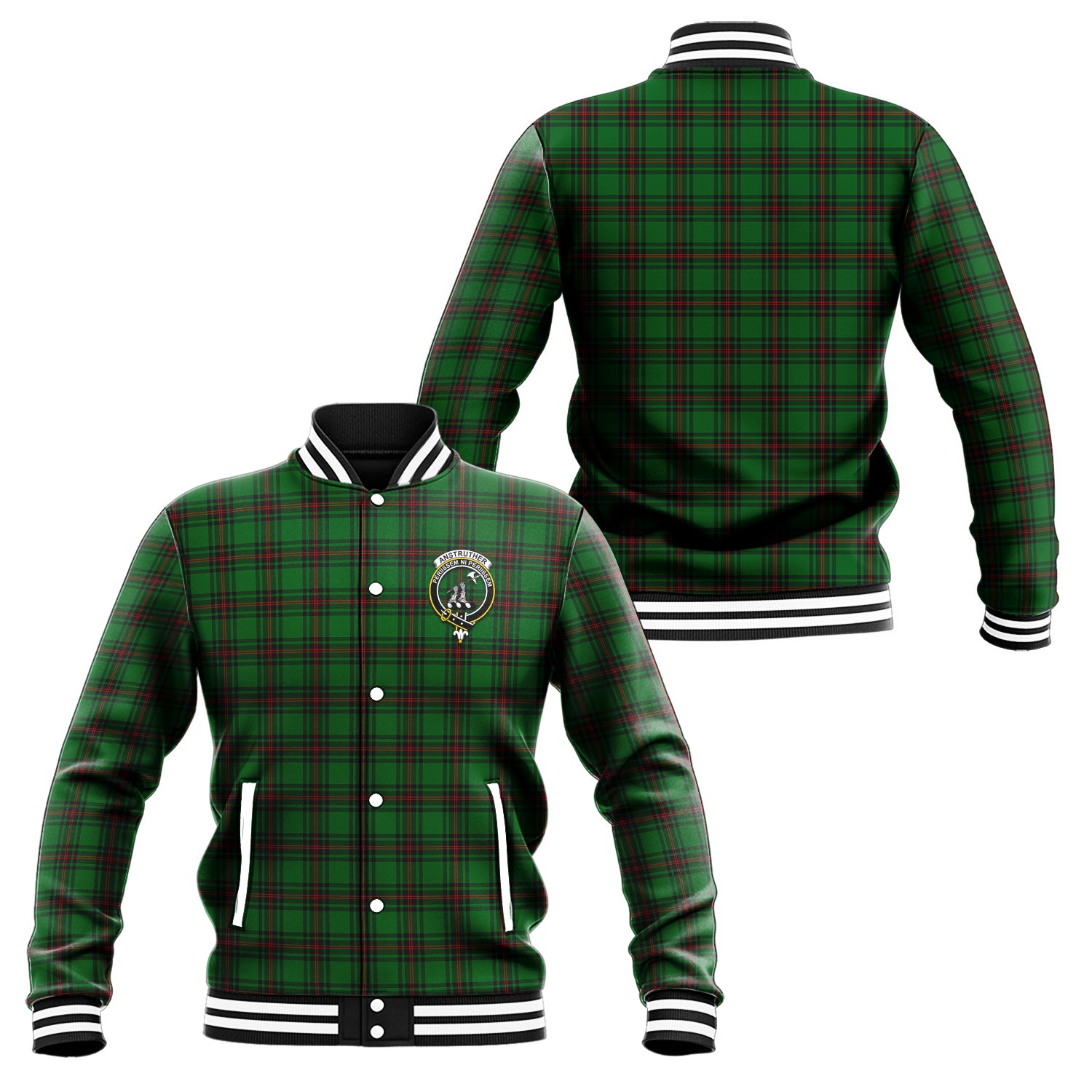 Anstruther Tartan Baseball Jacket with Family Crest Unisex - Tartan Vibes Clothing