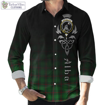 Anstruther Tartan Long Sleeve Button Up Featuring Alba Gu Brath Family Crest Celtic Inspired