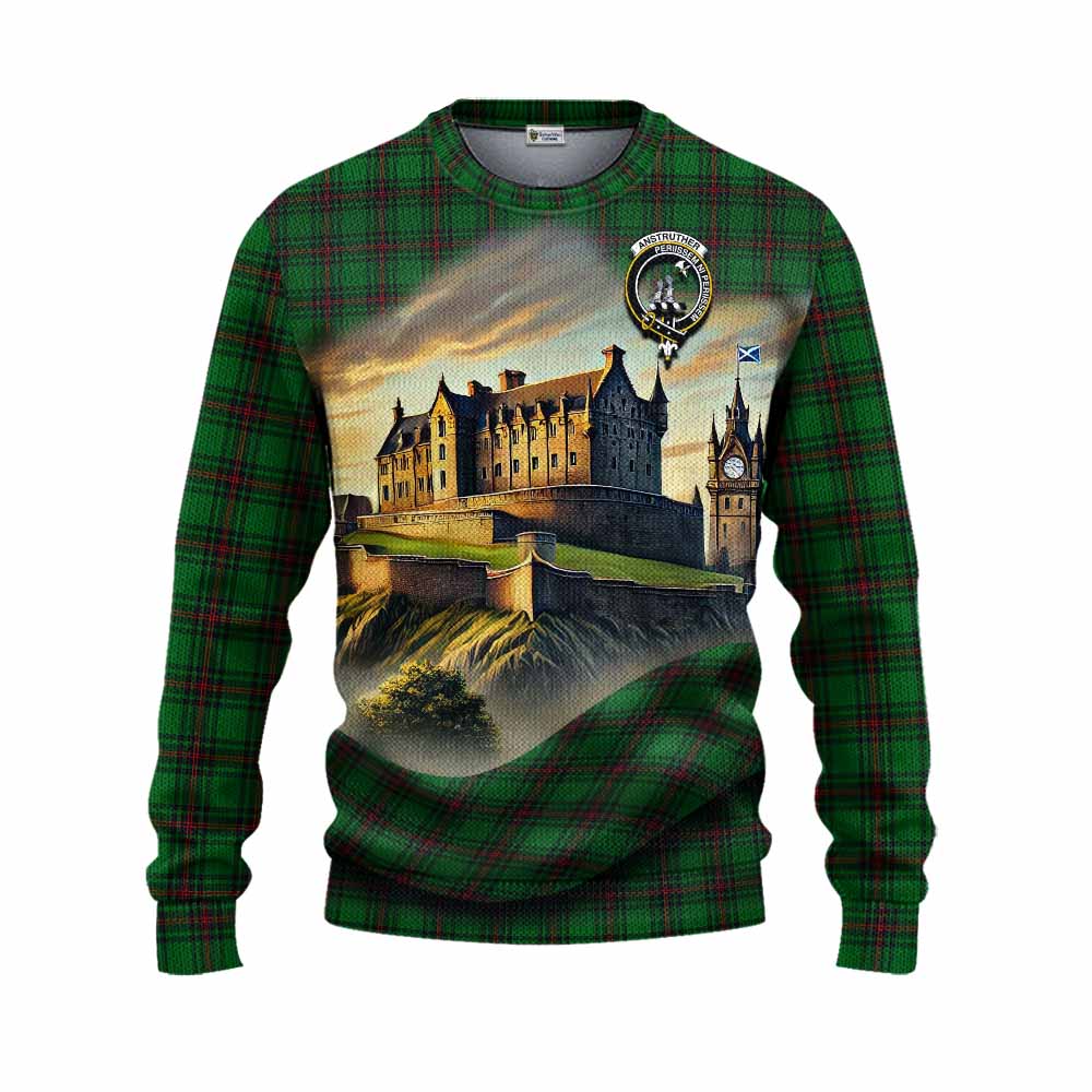 Anstruther Tartan Family Crest Knitted Sweater with Scottish Ancient Castle Style Unisex - Tartan Vibes Clothing