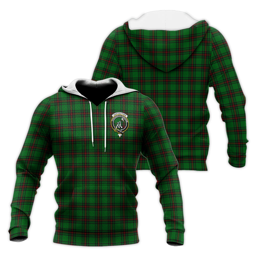 Anstruther Tartan Knitted Hoodie with Family Crest Unisex Knitted Hoodie - Tartanvibesclothing