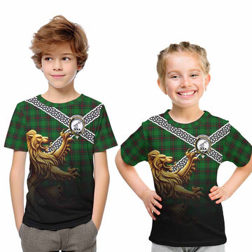 Anstruther Crest Tartan Kid T-Shirt with Golden Lion Emblem Celtic Style Youth XL Size14 - Tartan Vibes Clothing