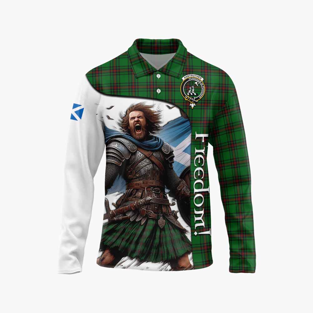 Tartan Vibes Clothing Anstruther Crest Tartan Long Sleeve Polo Shirt Inspired by the Freedom of Scottish Warrior