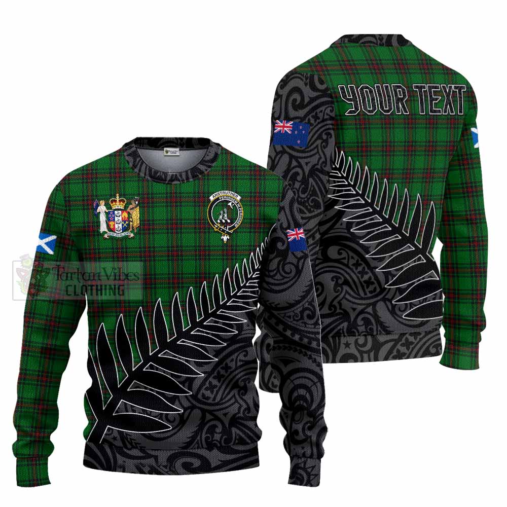 Tartan Vibes Clothing Anstruther Crest Tartan Knitted Sweater with New Zealand Silver Fern Half Style