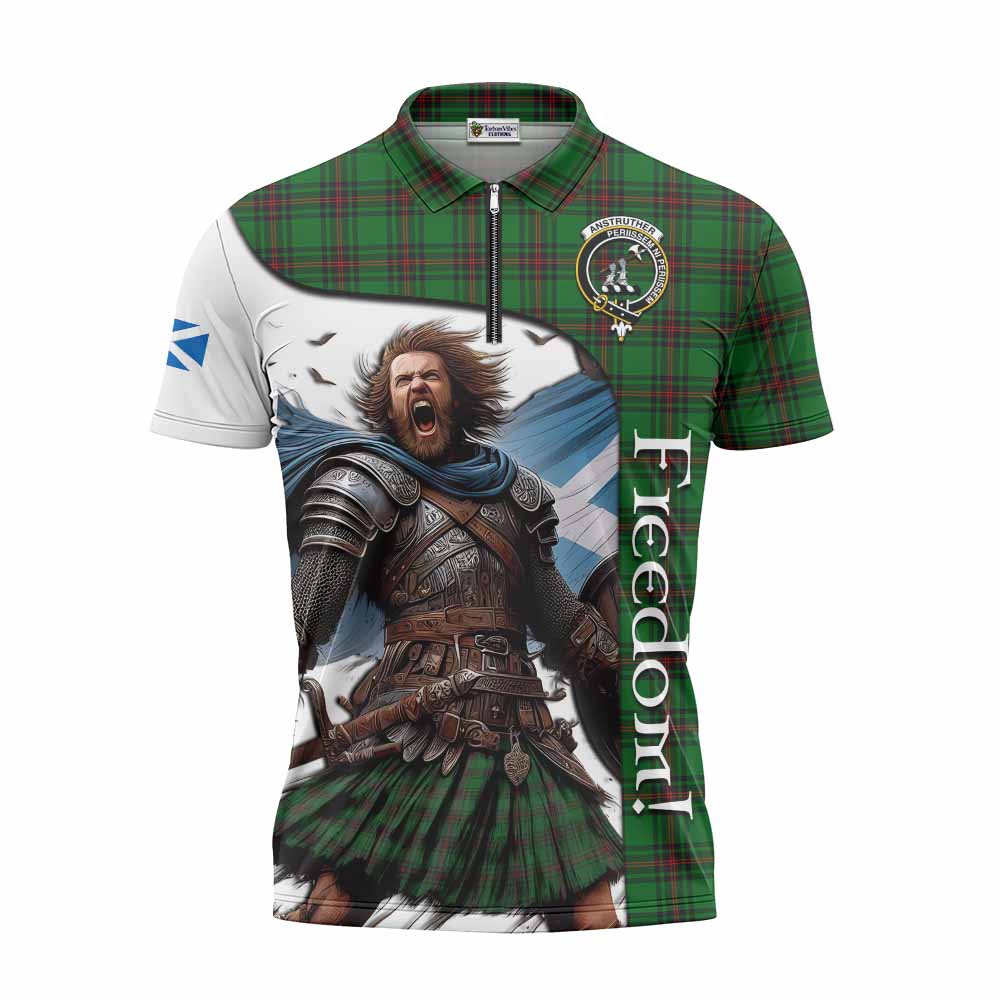 Tartan Vibes Clothing Anstruther Crest Tartan Zipper Polo Shirt Inspired by the Freedom of Scottish Warrior