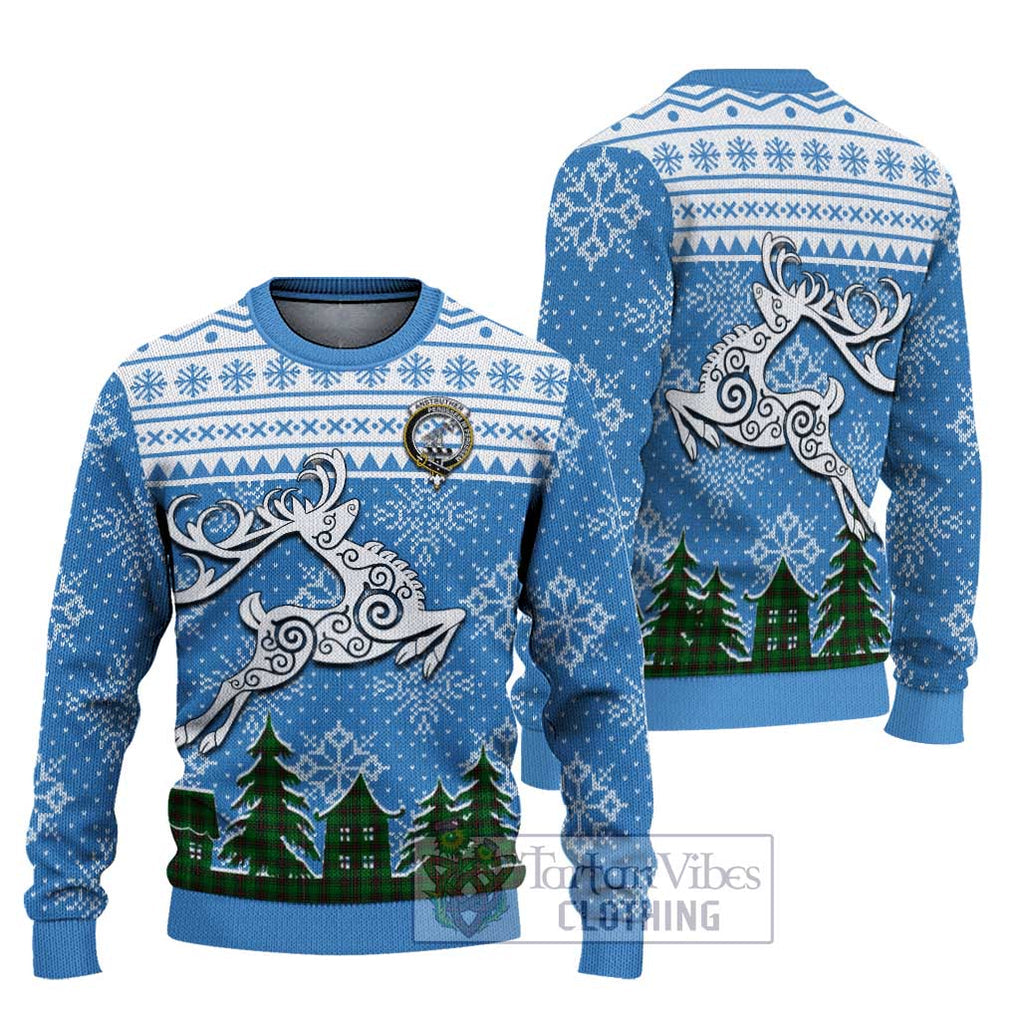 Tartan Vibes Clothing Anstruther Clan Christmas Ugly Sweater with Tartan and Celtic Raindeer Style