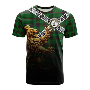 Anstruther Crest Tartan Cotton T-shirt with Golden Lion Emblem Celtic Style Kid's Shirt - Tartan Vibes Clothing