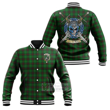 Anstruther Tartan Baseball Jacket with Family Crest Celtic Skull Style