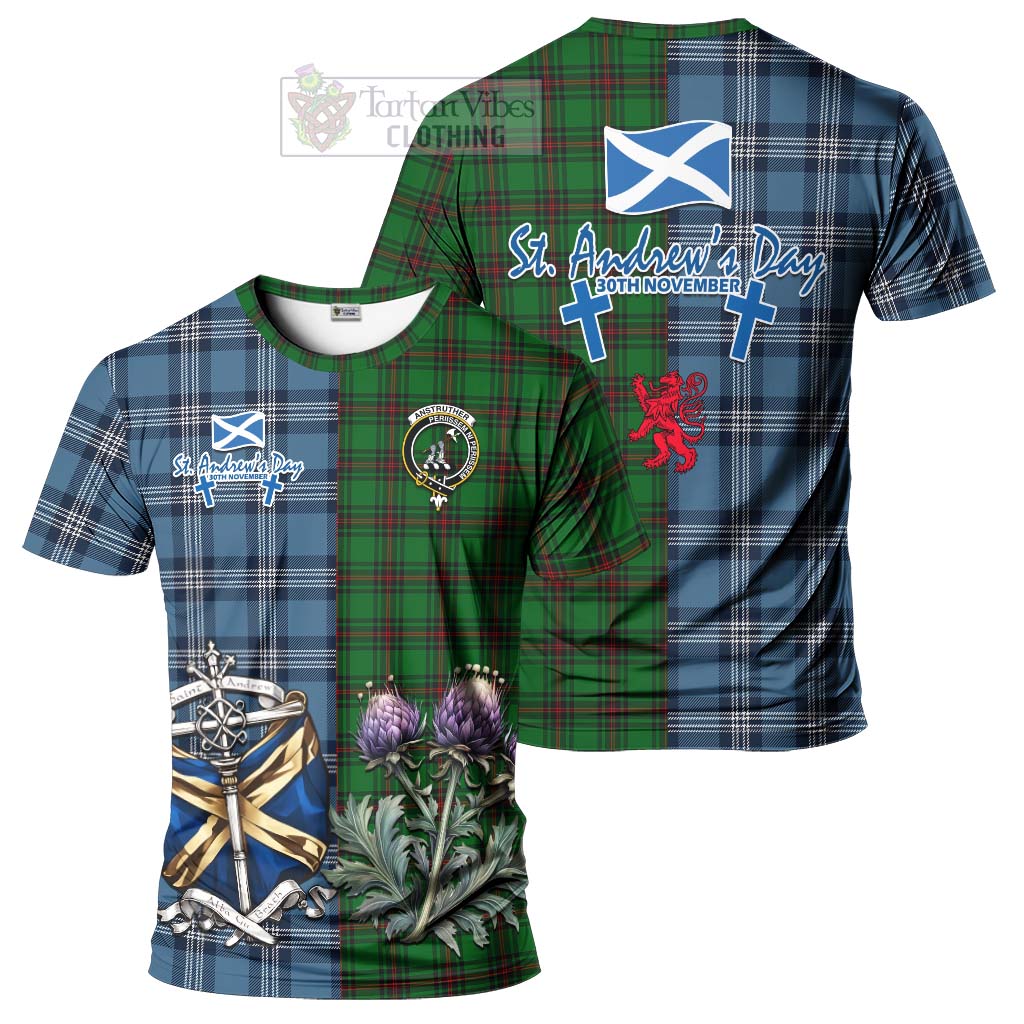 Tartan Vibes Clothing Anstruther Tartan T-Shirt Happy St. Andrew's Day Half Tartan Style