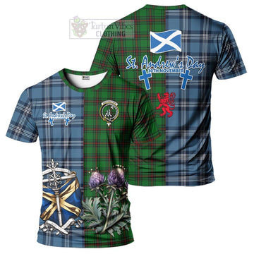 Anstruther Tartan T-Shirt Happy St. Andrew's Day Half Tartan Style