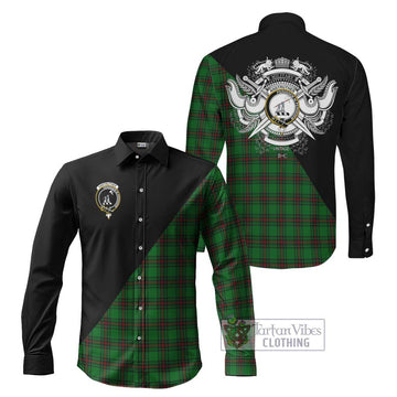 Anstruther Tartan Long Sleeve Button Shirt with Family Crest and Military Logo Style Men's Shirt S - Tartan Vibes Clothing