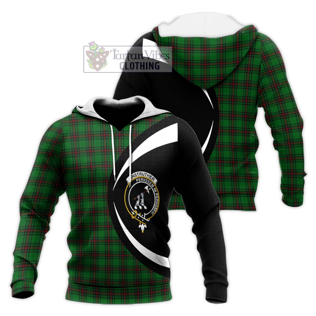 Anstruther Tartan Knitted Hoodie with Family Crest Circle Style Unisex Knitted Pullover Hoodie - Tartan Vibes Clothing