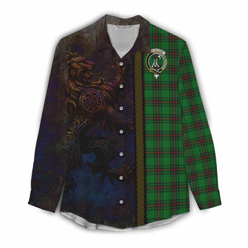 Anstruther Tartan Family Crest Women's Casual Shirt Alba Gu Brath Be Brave Lion Ancient Style Female - Tartan Vibes Clothing