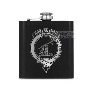 Anstruther Crest Hip Flask Set 7oz Black Stainless Steel with A Gift Box