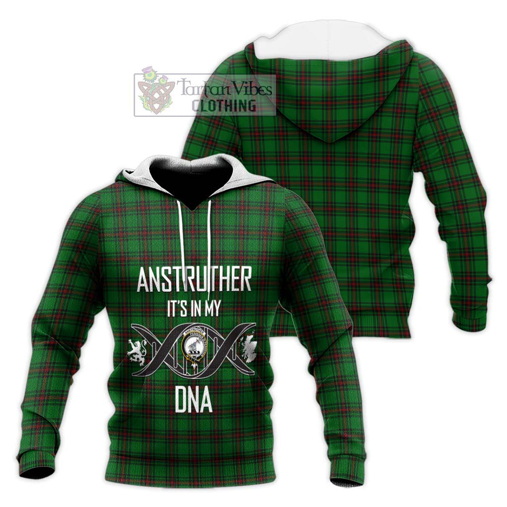 Anstruther Tartan Knitted Hoodie with Family Crest DNA In Me Style Unisex Knitted Pullover Hoodie - Tartanvibesclothing Shop