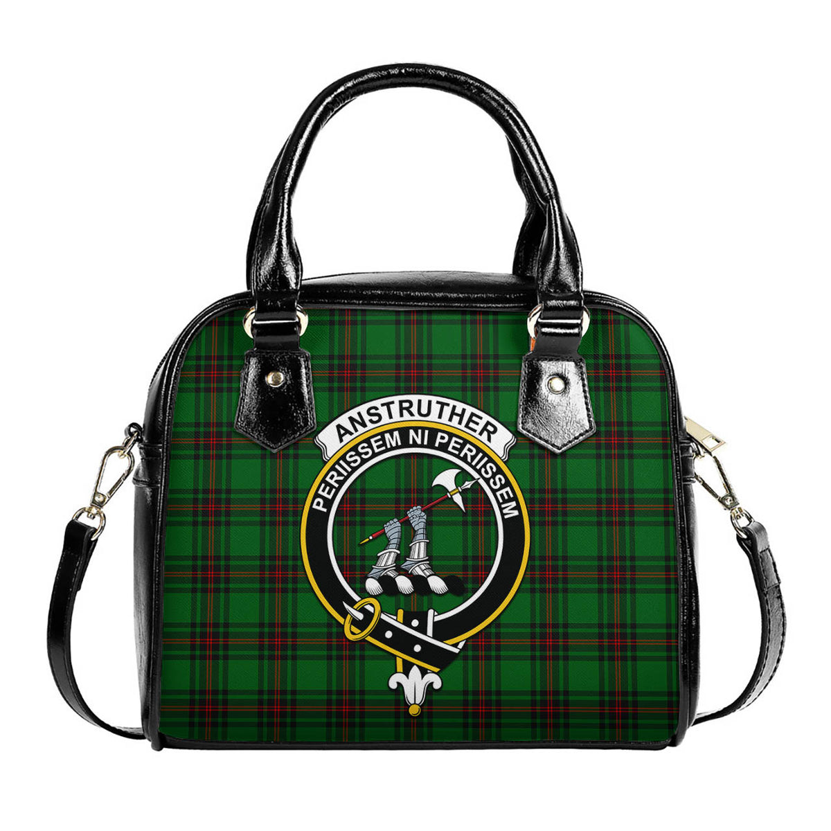 Anstruther Tartan Shoulder Handbags with Family Crest One Size 9*21*24 cm (3.54*8.27*9.45 inches) - Tartan Vibes Clothing