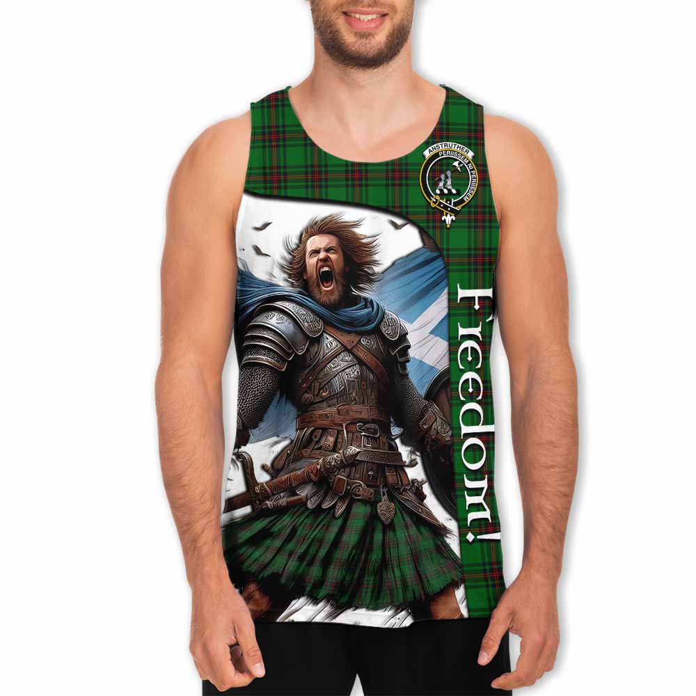 Tartan Vibes Clothing Anstruther Crest Tartan Men's Tank Top Inspired by the Freedom of Scottish Warrior