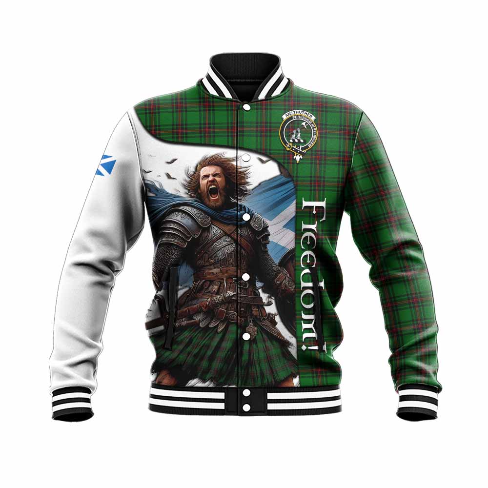 Tartan Vibes Clothing Anstruther Crest Tartan Baseball Jacket Inspired by the Freedom of Scottish Warrior