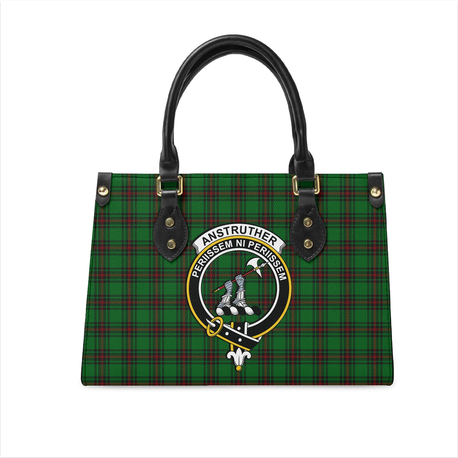 Anstruther Tartan Leather Bag with Family Crest One Size 29*11*20 cm - Tartanvibesclothing