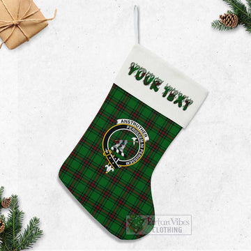 Anstruther Tartan Family Crest Christmas Stocking with Personalized Text