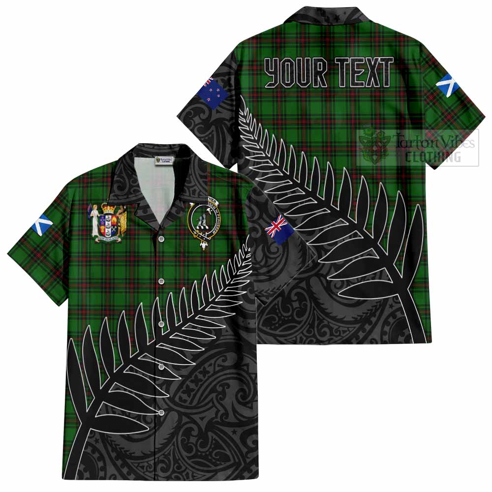 Tartan Vibes Clothing Anstruther Crest Tartan Short Sleeve Button Shirt with New Zealand Silver Fern Half Style