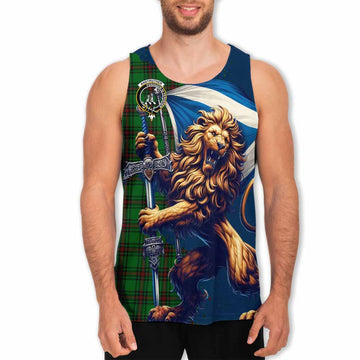 Anstruther Tartan Family Crest Men's Tank Top with Scottish Majestic Lion Men - Tartan Vibes Clothing