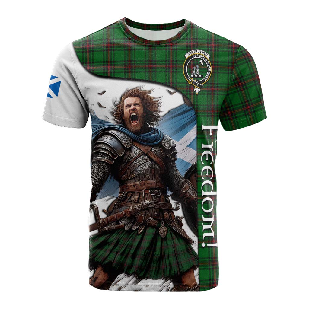 Tartan Vibes Clothing Anstruther Crest Tartan Cotton T-shirt Inspired by the Freedom of Scottish Warrior