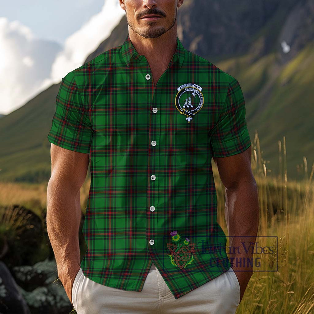 Anstruther Tartan Cotton Hawaiian Shirt with Family Crest Adult - Tartan Vibes Clothing