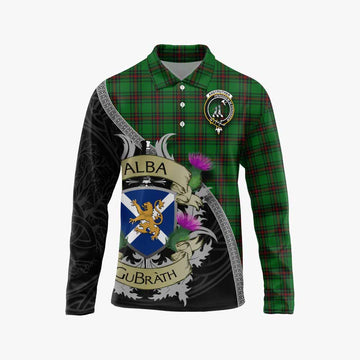 Anstruther Tartan Family Crest Long Sleeve Polo Shirt Lion Rampant Royal Thistle Shield Celtic Inspired Unisex - Tartan Vibes Clothing