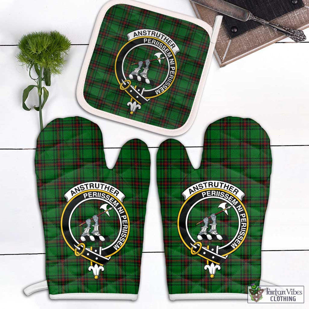 Anstruther Tartan Combo Oven Mitt & Pot-Holder with Family Crest White - Tartan Vibes Clothing