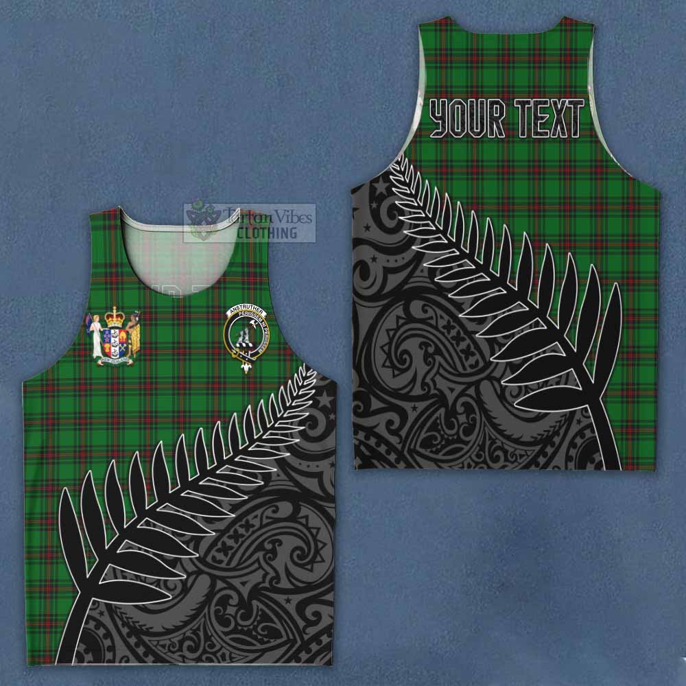 Tartan Vibes Clothing Anstruther Crest Tartan Men's Tank Top with New Zealand Silver Fern Half Style