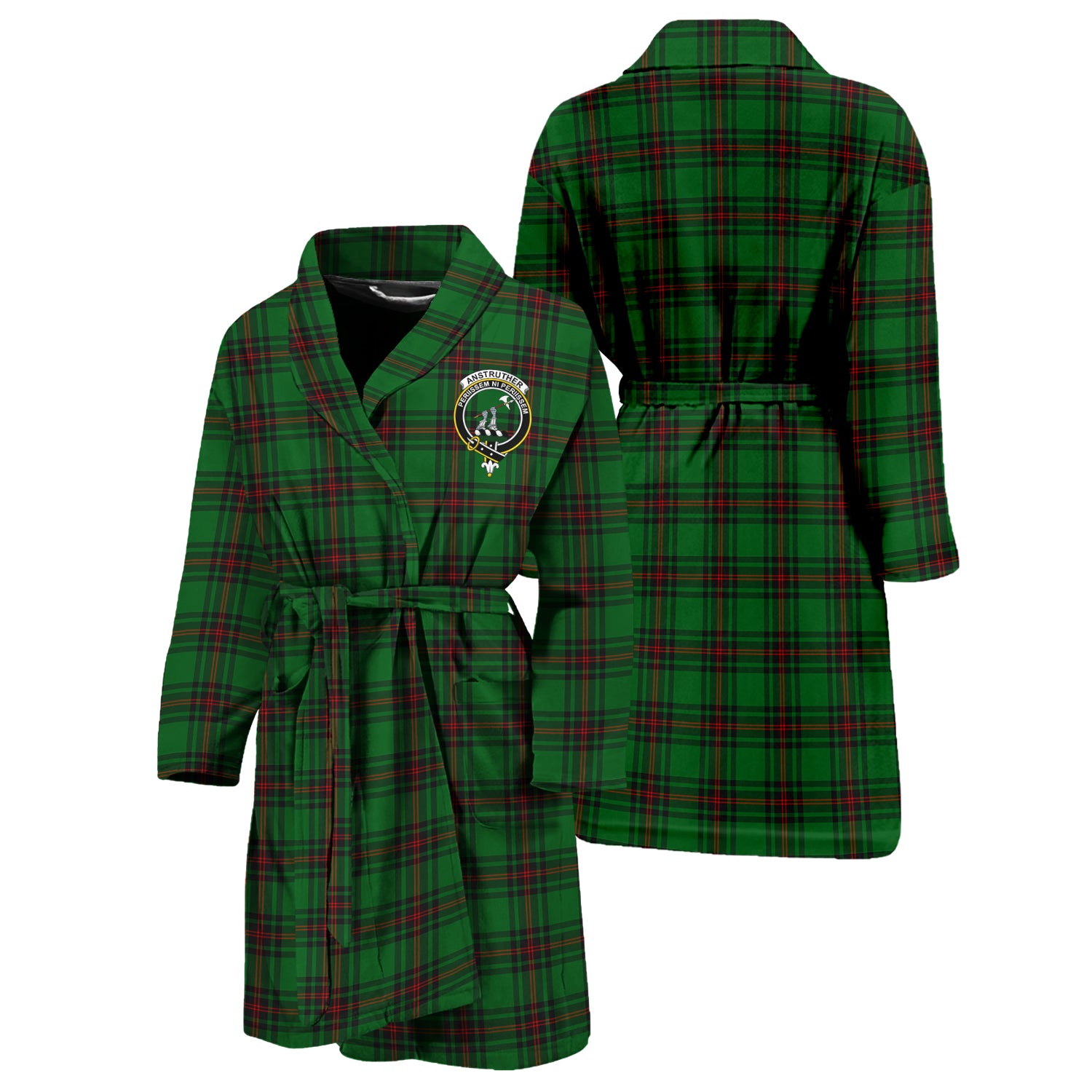 Anstruther Tartan Bathrobe with Family Crest Unisex S - Tartan Vibes Clothing