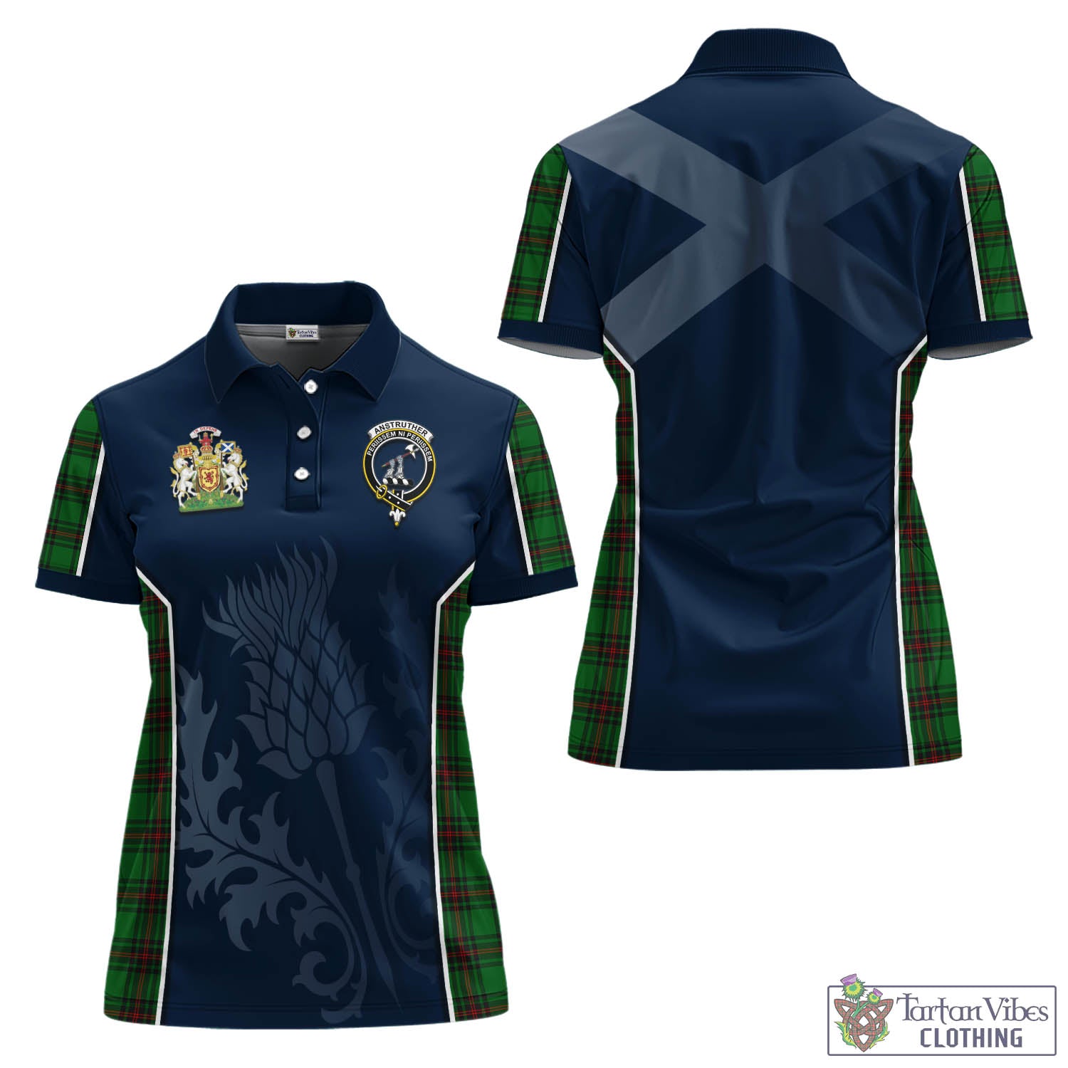 Tartan Vibes Clothing Anstruther Tartan Women's Polo Shirt with Family Crest and Scottish Thistle Vibes Sport Style