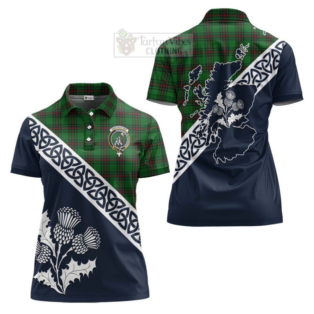 Anstruther Tartan Women's Polo Shirt Featuring Thistle and Scotland Map Women - Tartanvibesclothing Store