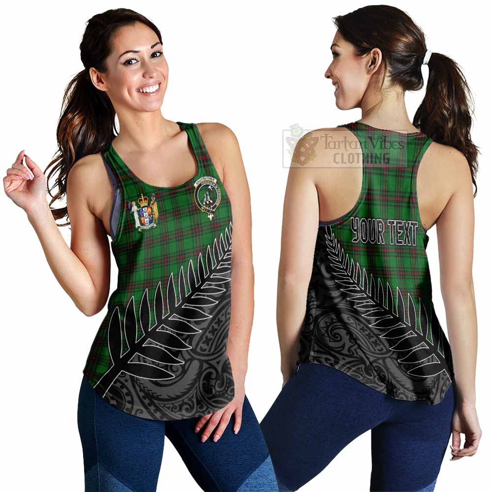 Tartan Vibes Clothing Anstruther Crest Tartan Women's Racerback Tanks with New Zealand Silver Fern Half Style