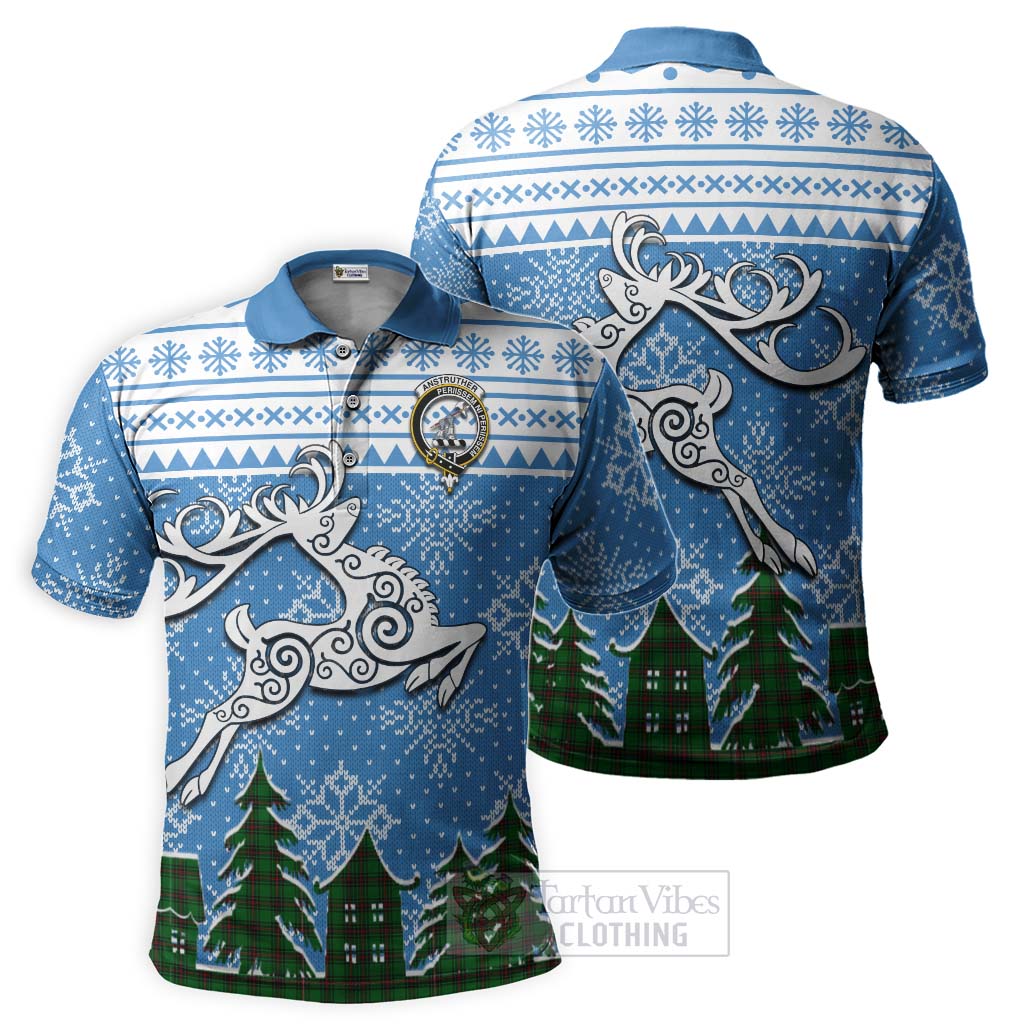 Tartan Vibes Clothing Anstruther Clan Christmas Polo Shirt Celtic Reindeer Style